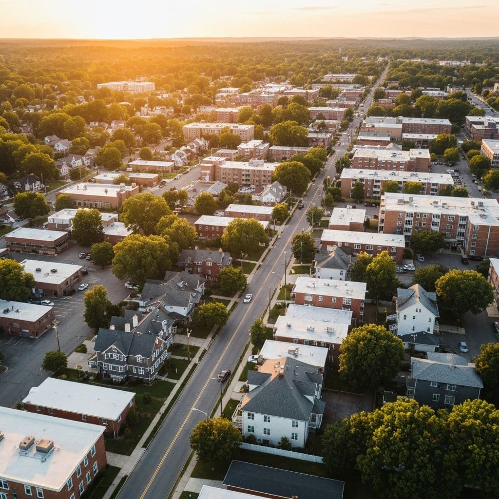 College town aerial view